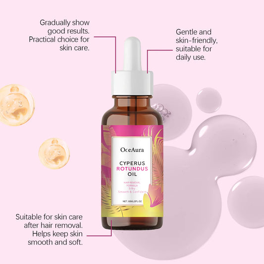 Natural Cyperus Rotundus Oil for Hair Removal Hair Growth Inhibitor Oil to Slow Reduce Body Hair Soothes Skin for All Skin Types